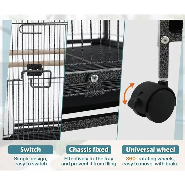 Square Heavy-Duty Iron Bird Cage | Perfect for Large Parrots