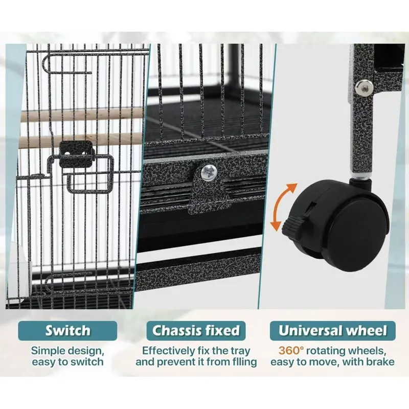 Square Heavy-Duty Iron Bird Cage | Perfect for Large Parrots