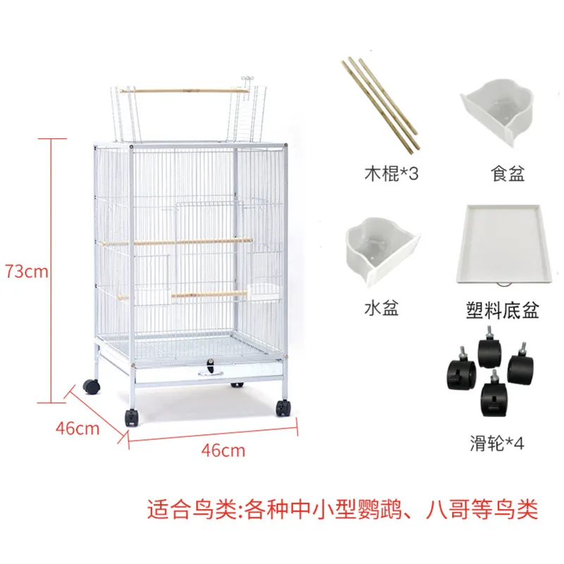 Square Heavy-Duty Iron Bird Cage | Perfect for Large Parrots