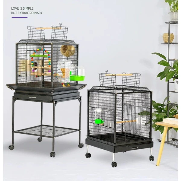Sturdy Iron Bird Cage with Play Area for Active Birds