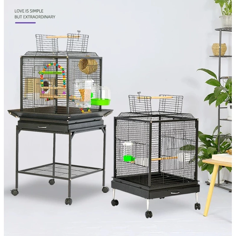 Sturdy Iron Bird Cage with Play Area for Active Birds