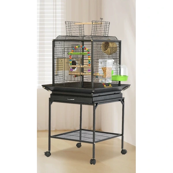 Sturdy Iron Bird Cage with Play Area for Active Birds