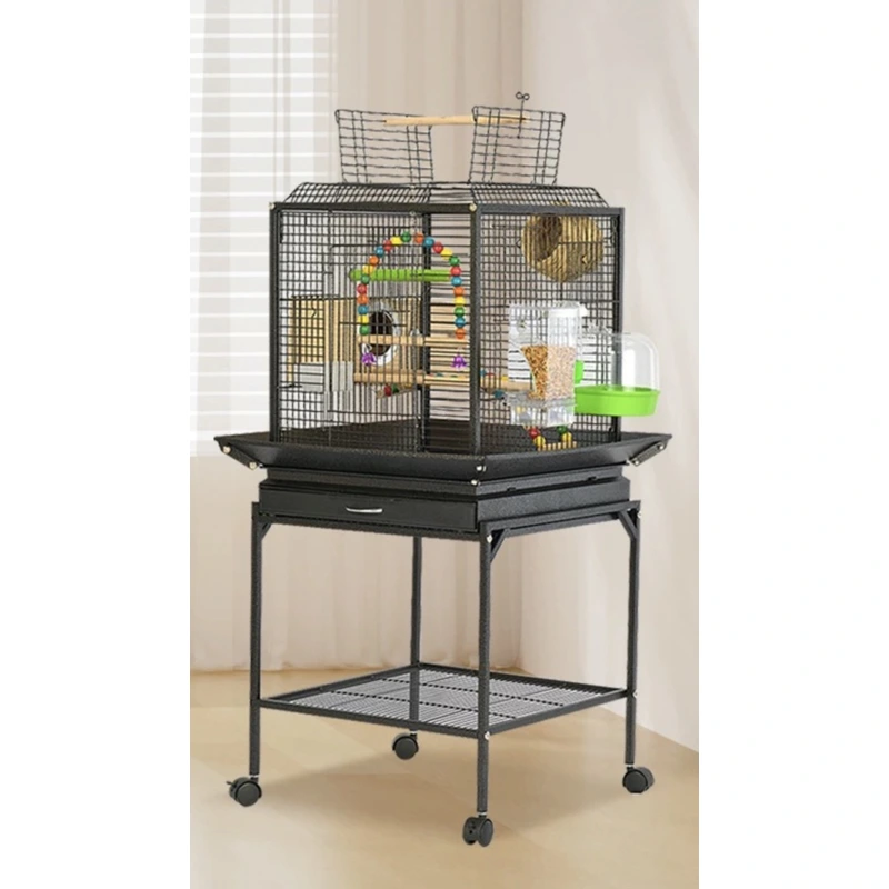Sturdy Iron Bird Cage with Play Area for Active Birds