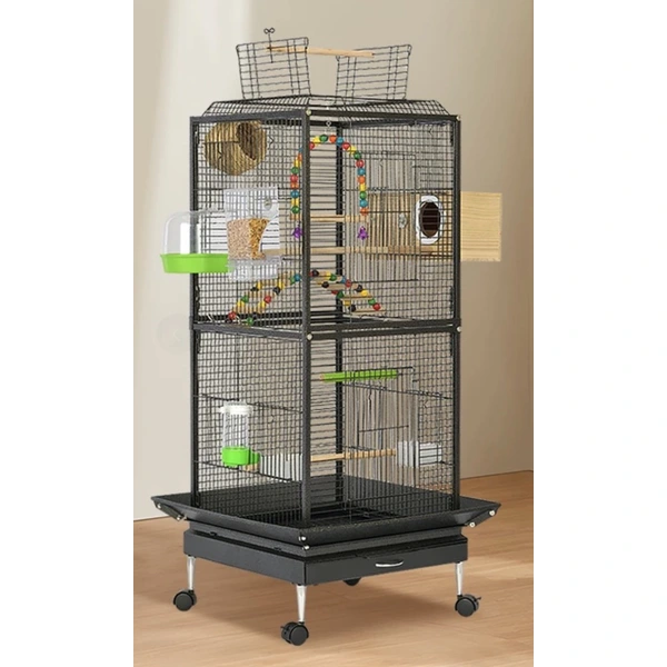 Sturdy Iron Bird Cage with Play Area for Active Birds