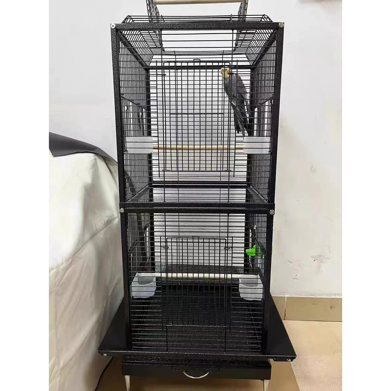 Sturdy Iron Bird Cage with Play Area for Active Birds