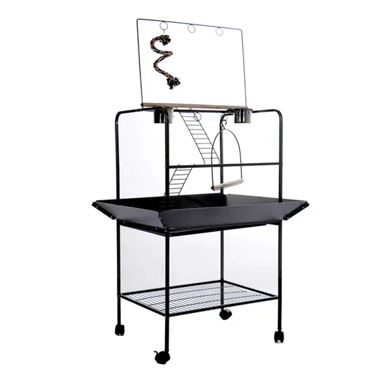 Large Durable Bird Stand with Perch and Feeding Cups