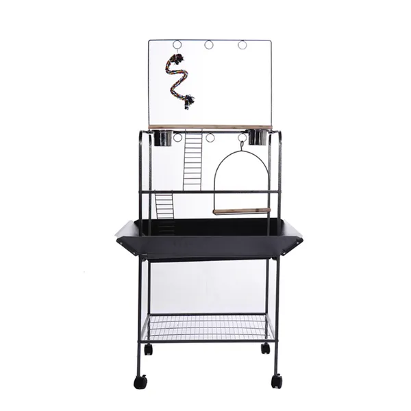 Heavy-Duty Large Bird Stand with Perch and Feeding Cups Parrot Stand