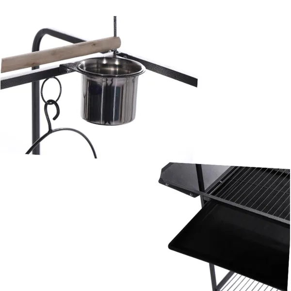 Heavy-Duty Large Bird Stand with Perch and Feeding Cups Parrot Stand