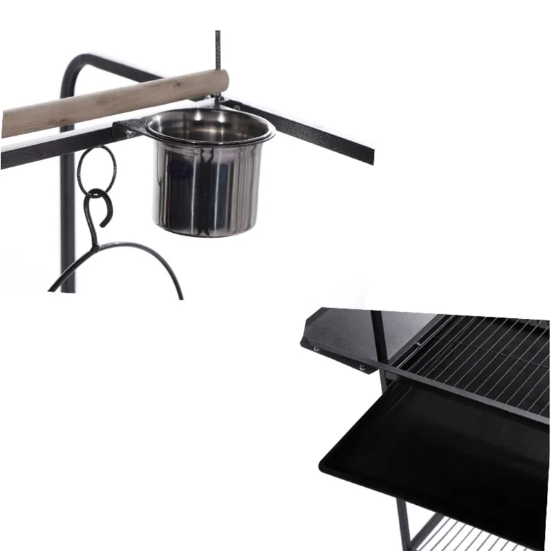 Heavy-Duty Large Bird Stand with Perch and Feeding Cups Parrot Stand
