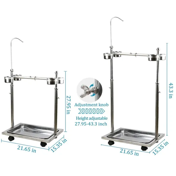 Metal Bird Parrot Stand With Wheels