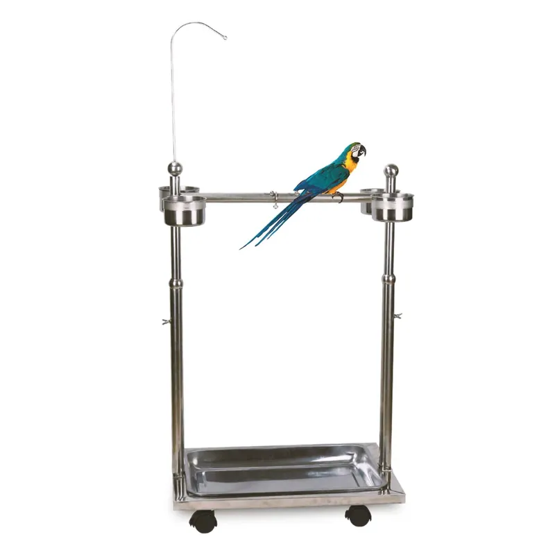 Metal Bird Parrot Stand With Wheels