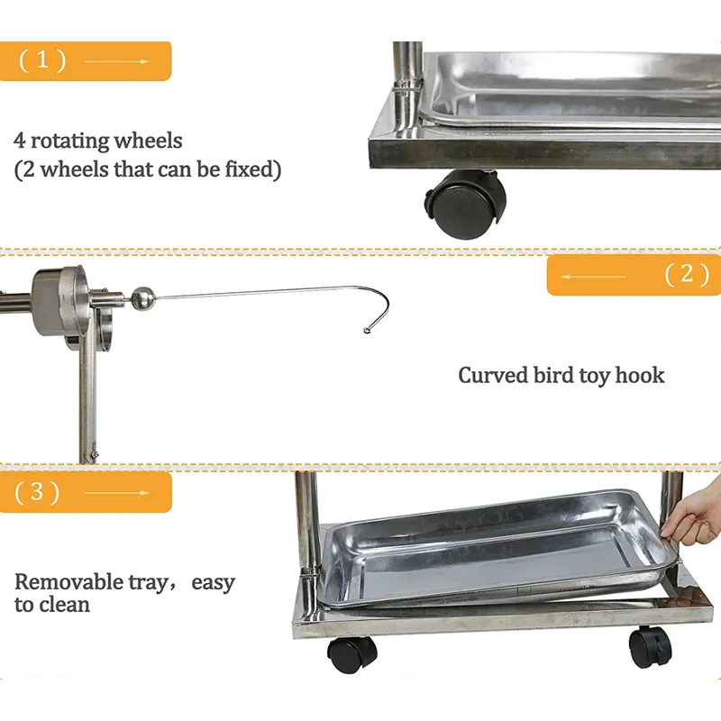 Metal Bird Parrot Stand With Wheels