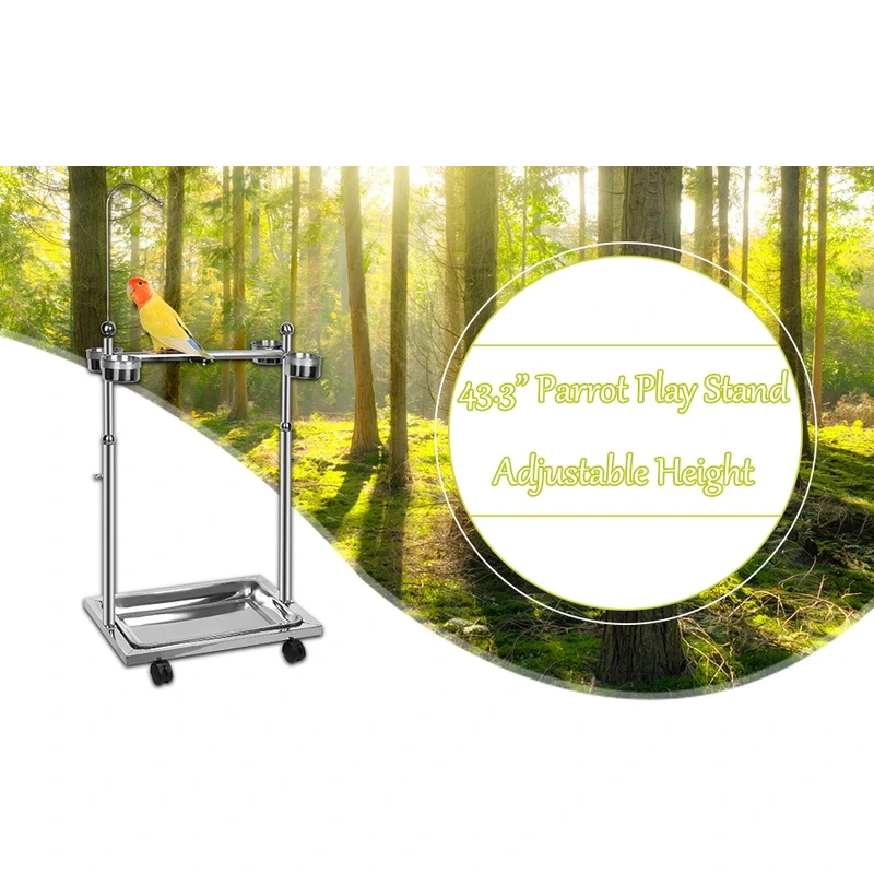 Metal Bird Parrot Stand With Wheels