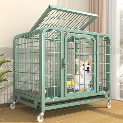 Sturdy Green Iron Dog Cage for Secure Pet Containment