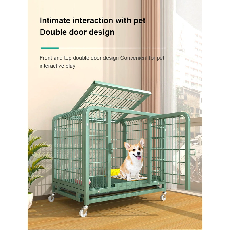 Sturdy Green Iron Dog Cage for Pets