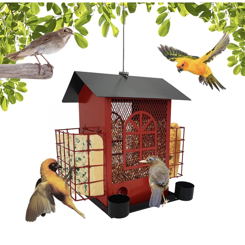 Vintage Hanging Bird Feeder with Roof