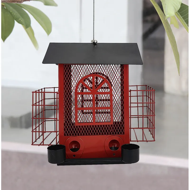 Vintage Hanging Bird Feeder with Roof