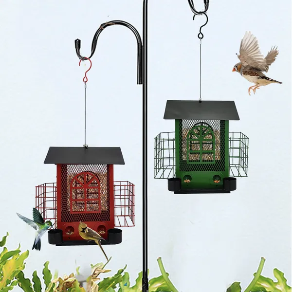 Vintage Hanging Bird Feeder with Roof