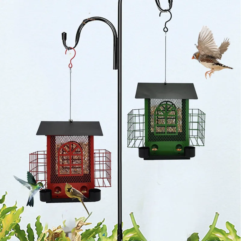 Vintage Hanging Bird Feeder with Roof