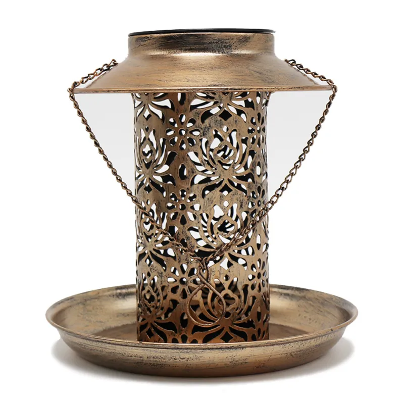 Solar-Powered LED Hanging Bird Feeder