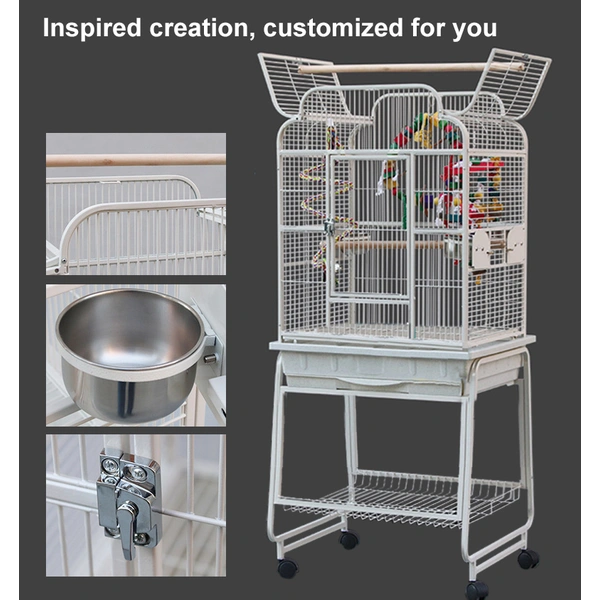 Large Heavy-Duty Bird Cage with Storage Shelf