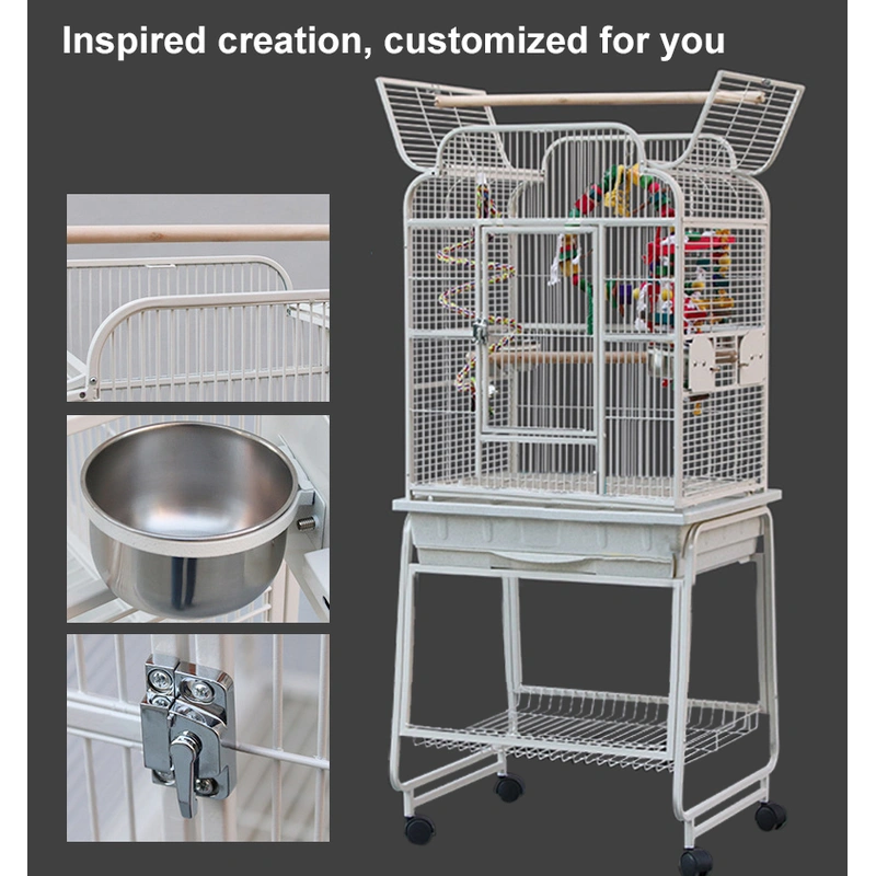 Large Heavy-Duty Bird Cage with Storage Shelf