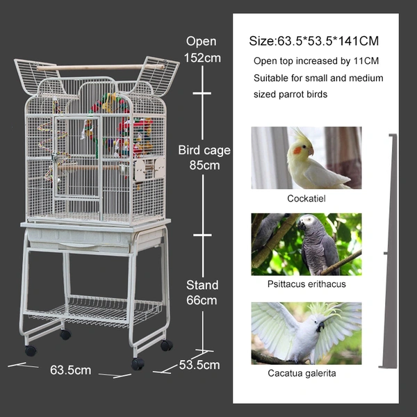 Large Heavy-Duty Bird Cage with Storage Shelf