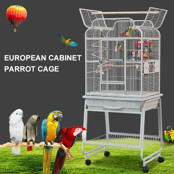 Large Heavy-Duty Bird Cage with Storage Shelf