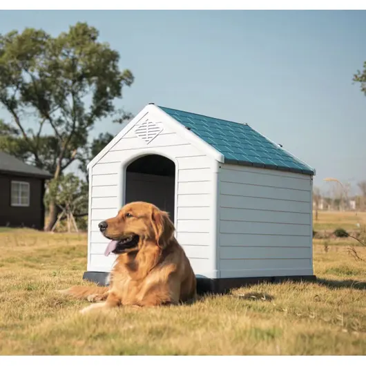 Spacious Plastic Dog House with Ventilation System