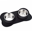 Removable Silicone Double Dog Bowl with Mat