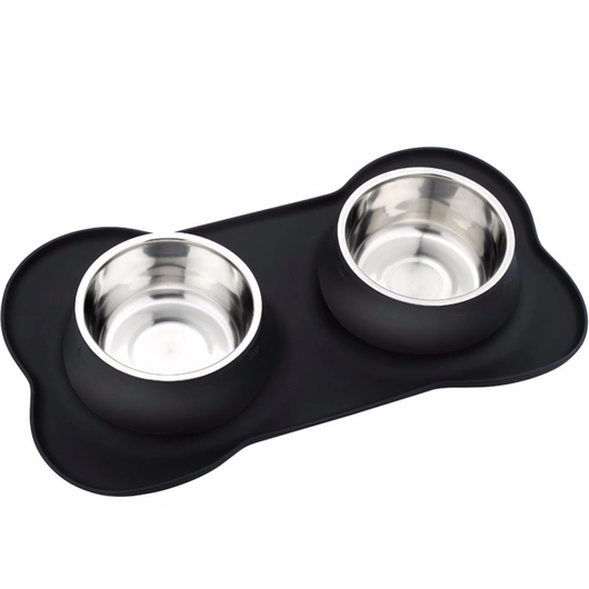 Silicone Double Dog Bowl with Mat