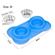 Removable Silicone Double Dog Bowl with Mat