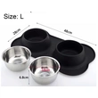 Removable Silicone Double Dog Bowl with Mat