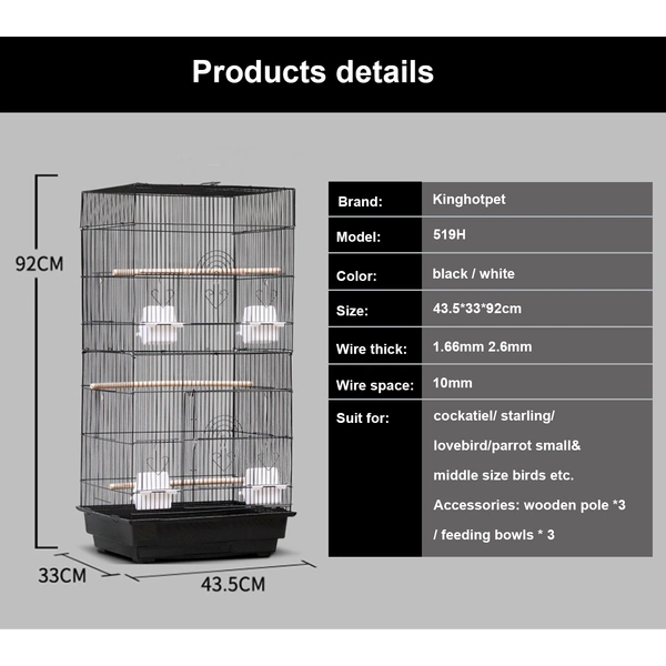 Spacious Bird Cage with Play Area – Perfect for Large Birds