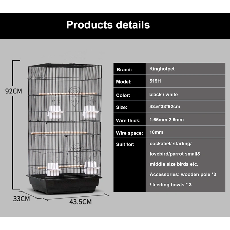 Spacious Bird Cage with Play Area – Perfect for Large Birds