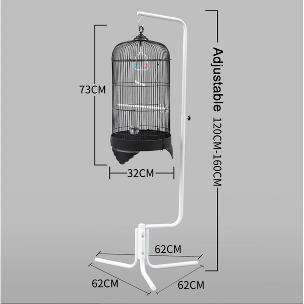 Round Hanging Bird Cage with Stand – Stylish and Functional Design