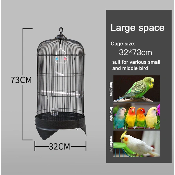 Round Hanging Bird Cage with Stand – Stylish and Functional Design