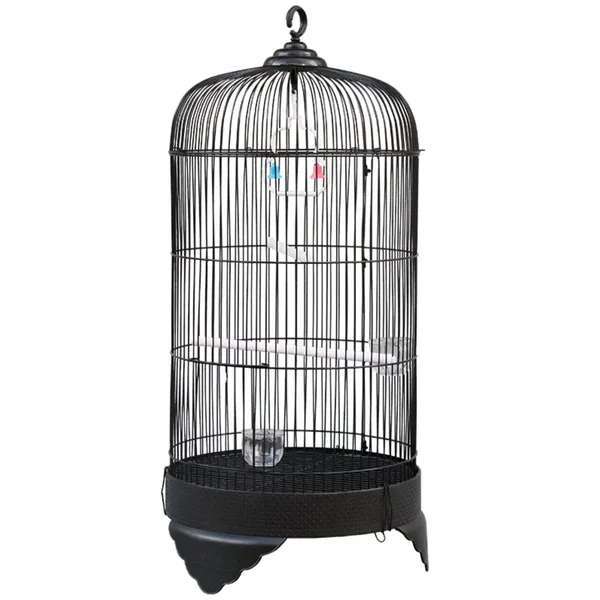 Round Hanging Bird Cage with Stand – Stylish and Functional Design
