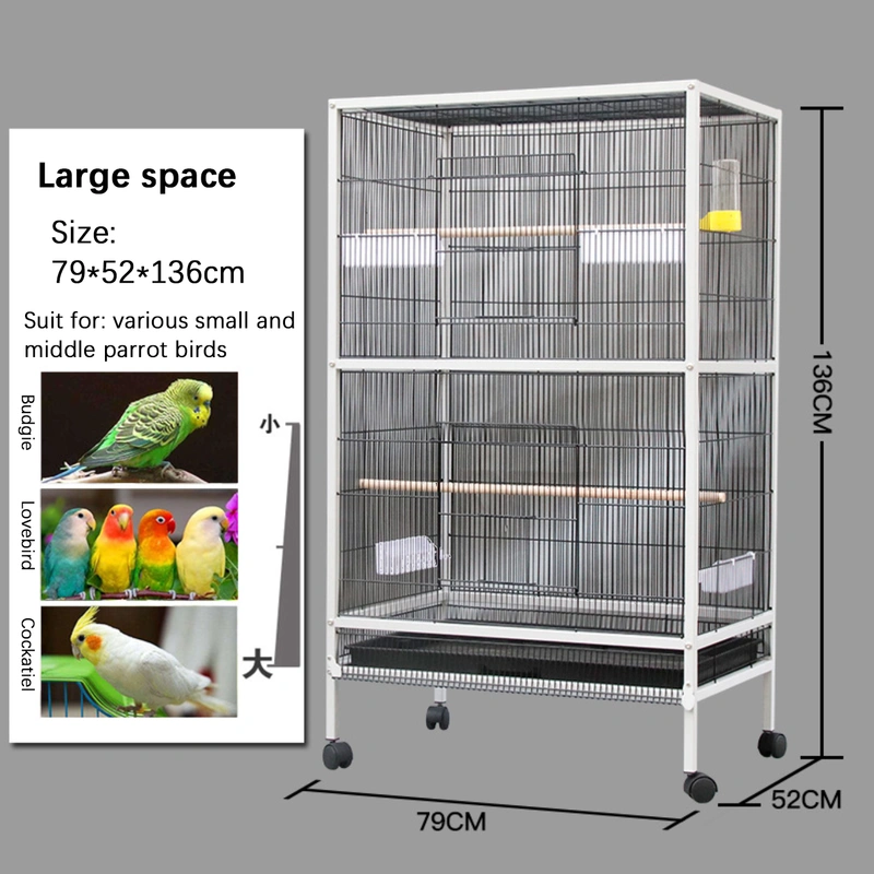 Spacious Large Bird Cage with Rolling Stand – Ideal for Parrots
