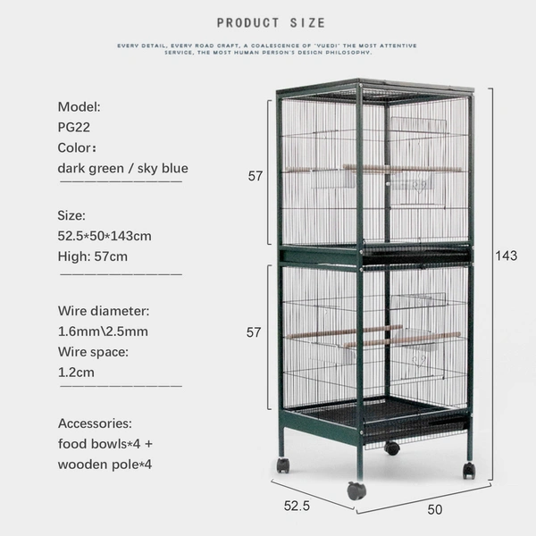 Large Corner Bird Cage with Multi-Level Perches – Space-Saving Design
