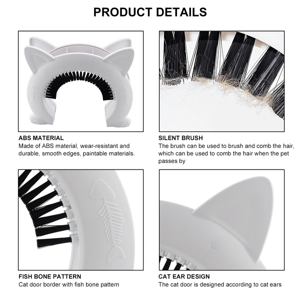 Cat Door with Built-In Brush