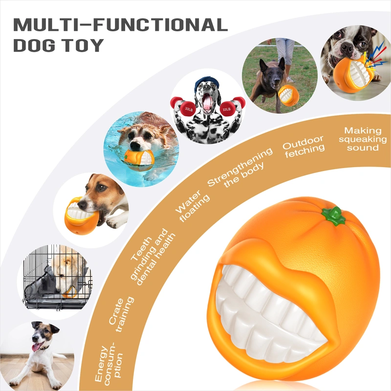 Durable Squeaky Orange Dog Chew Toy Ball - Keep Your Pup Entertained