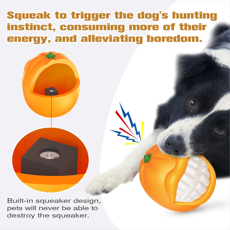 Durable Squeaky Orange Dog Chew Toy Ball - Keep Your Pup Entertained