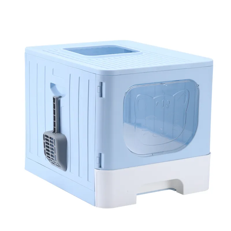 Compact Plastic Cat Litter Box - Ideal for Small Spaces