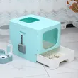 Compact Plastic Cat Litter Box - Ideal for Small Spaces