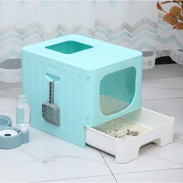 Compact Plastic Cat Litter Box - Ideal for Small Spaces