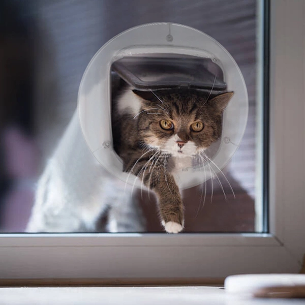Round Transparent Cat Door | Fits Glass, Thin Doors, and Screens