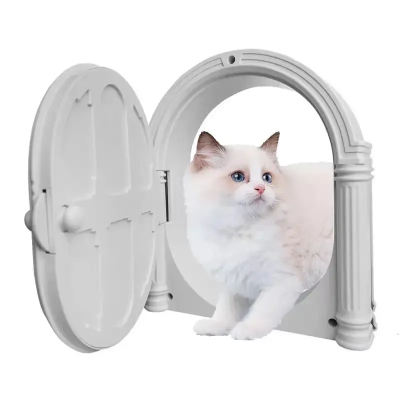 Stylish Arched Cat Door with Button Lock – Modern Design Pet Entry