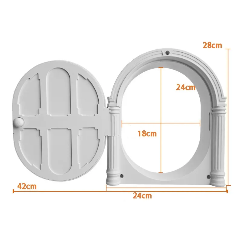 Stylish Arched Cat Door with Button Lock – Modern Design Pet Entry