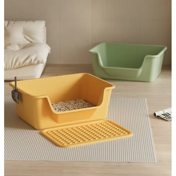 Elevated Cat Litter Box with Mat | Anti-Splash High Wall Design | 3 Colors